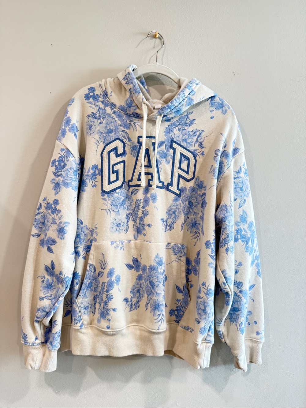 GAP Blue Floral Drawstring Hoodie
